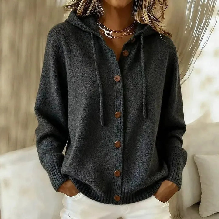 Emanora – Gemütlicher Kapuzen-Cardigan mit Knopfleiste