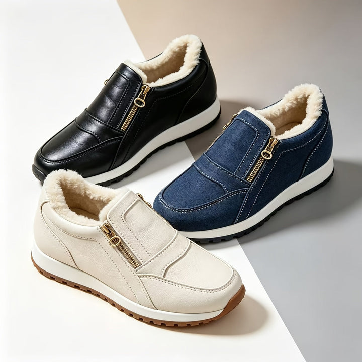 Janne | Warmer Slip-On-Sneaker mit doppeltem Reißverschluss