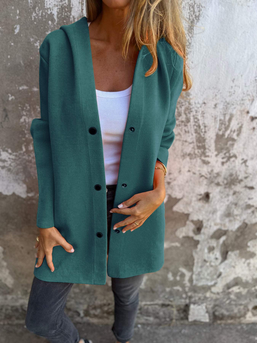 Adriana | Lange Strickjacke mit Kapuze