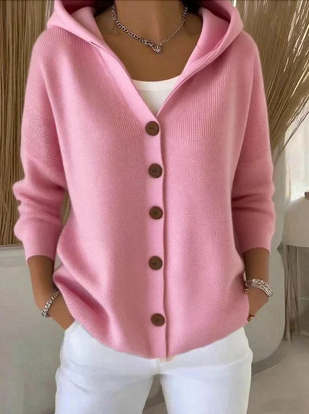Darienne – Kapuzen-Strickjacke mit Knöpfen