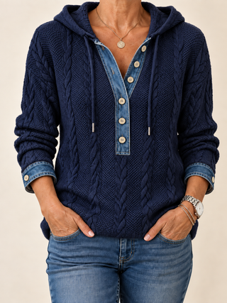 Leonie – Color-Blocking-Hoodie mit Knöpfen