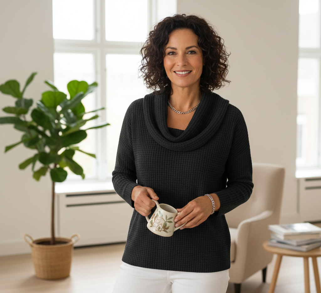 Amber – Warmer Pullover mit elegantem Wasserfallausschnitt