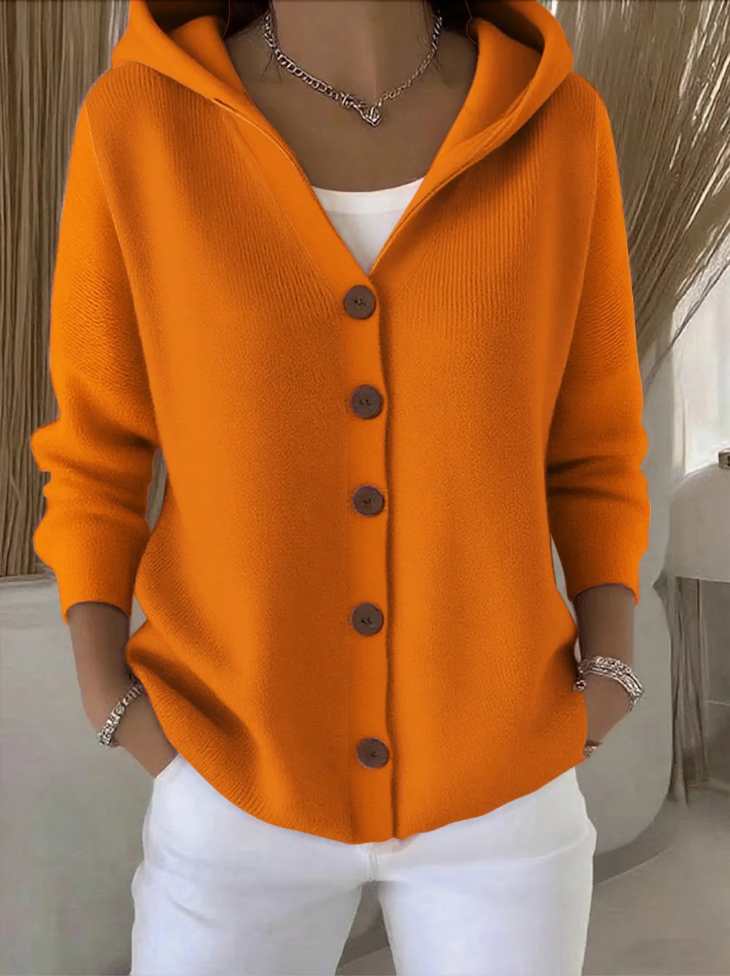 Darienne – Kapuzen-Strickjacke mit Knöpfen