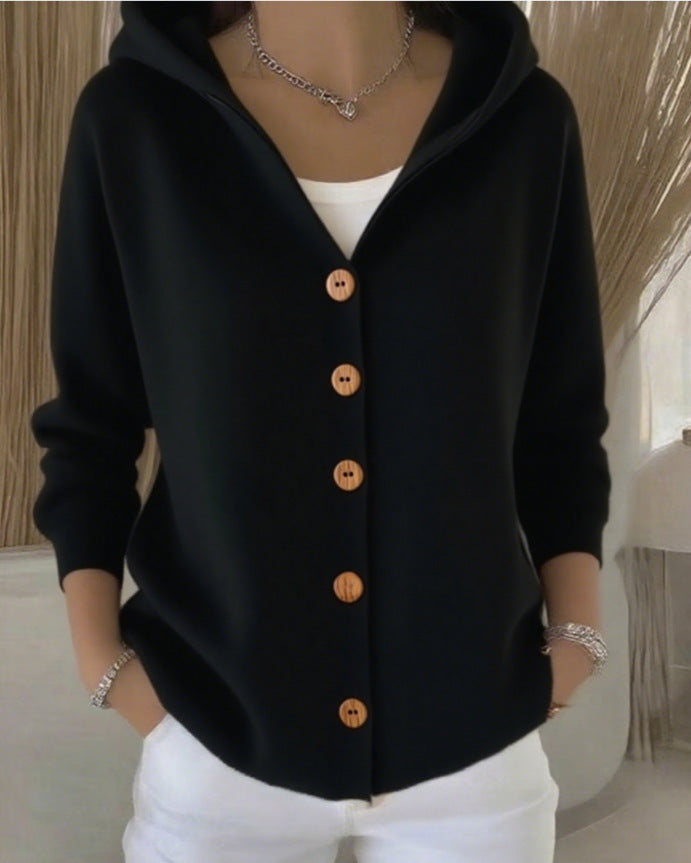 Darienne – Kapuzen-Strickjacke mit Knöpfen