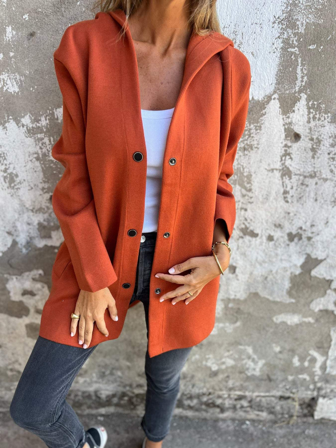 Adriana | Lange Strickjacke mit Kapuze