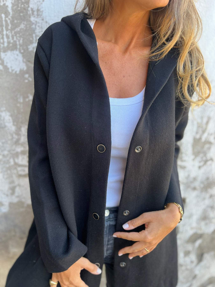 Adriana | Lange Strickjacke mit Kapuze