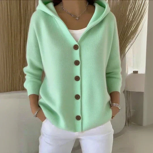 Darienne – Kapuzen-Strickjacke mit Knöpfen